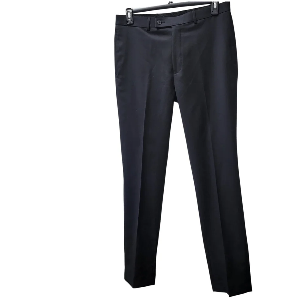 Calvin Klein Men's Slim-Fit Black Flat Front Dress Pants Size 34/32 Excellent...